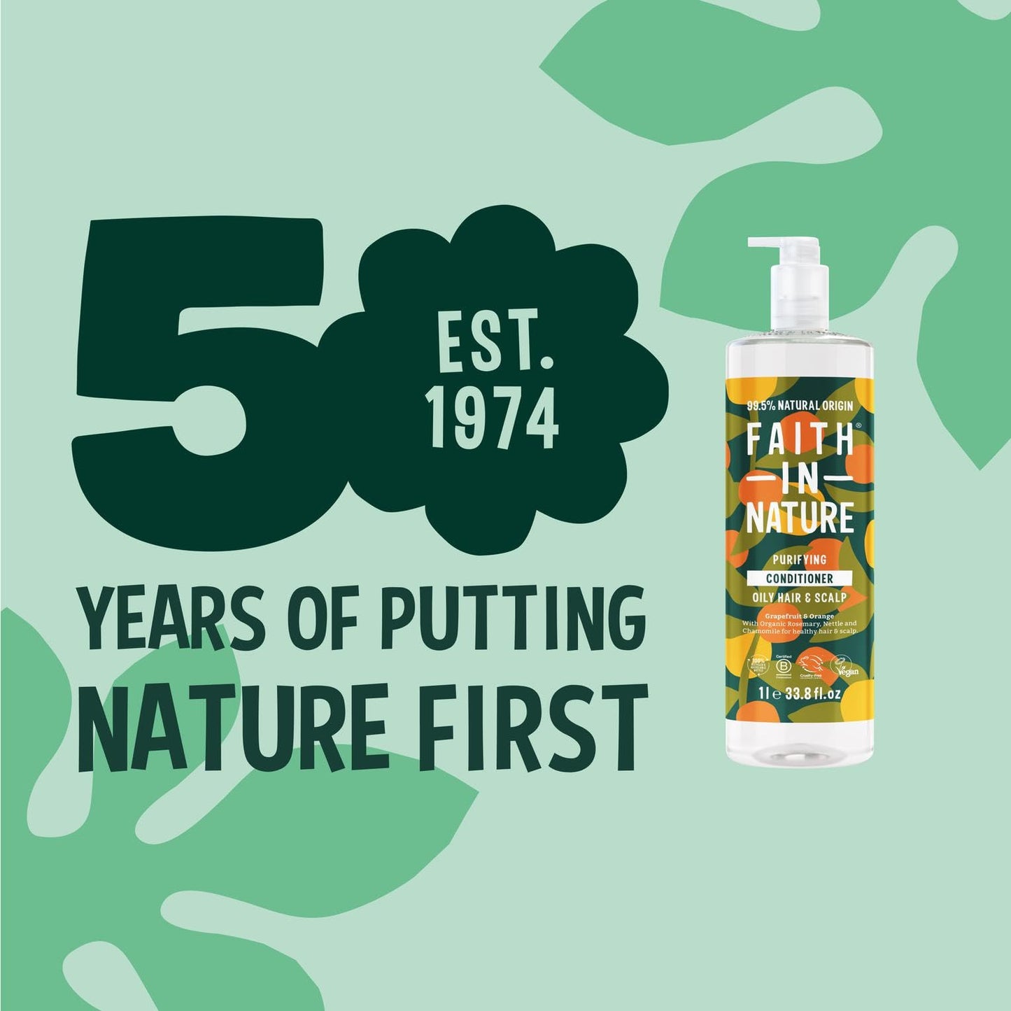 FAITH IN NATURE Natural Conditioner - Vegan & Cruelty Free, No SLS or Parabens - 33.8 fl oz Family Sized, Grapefruit & Orange