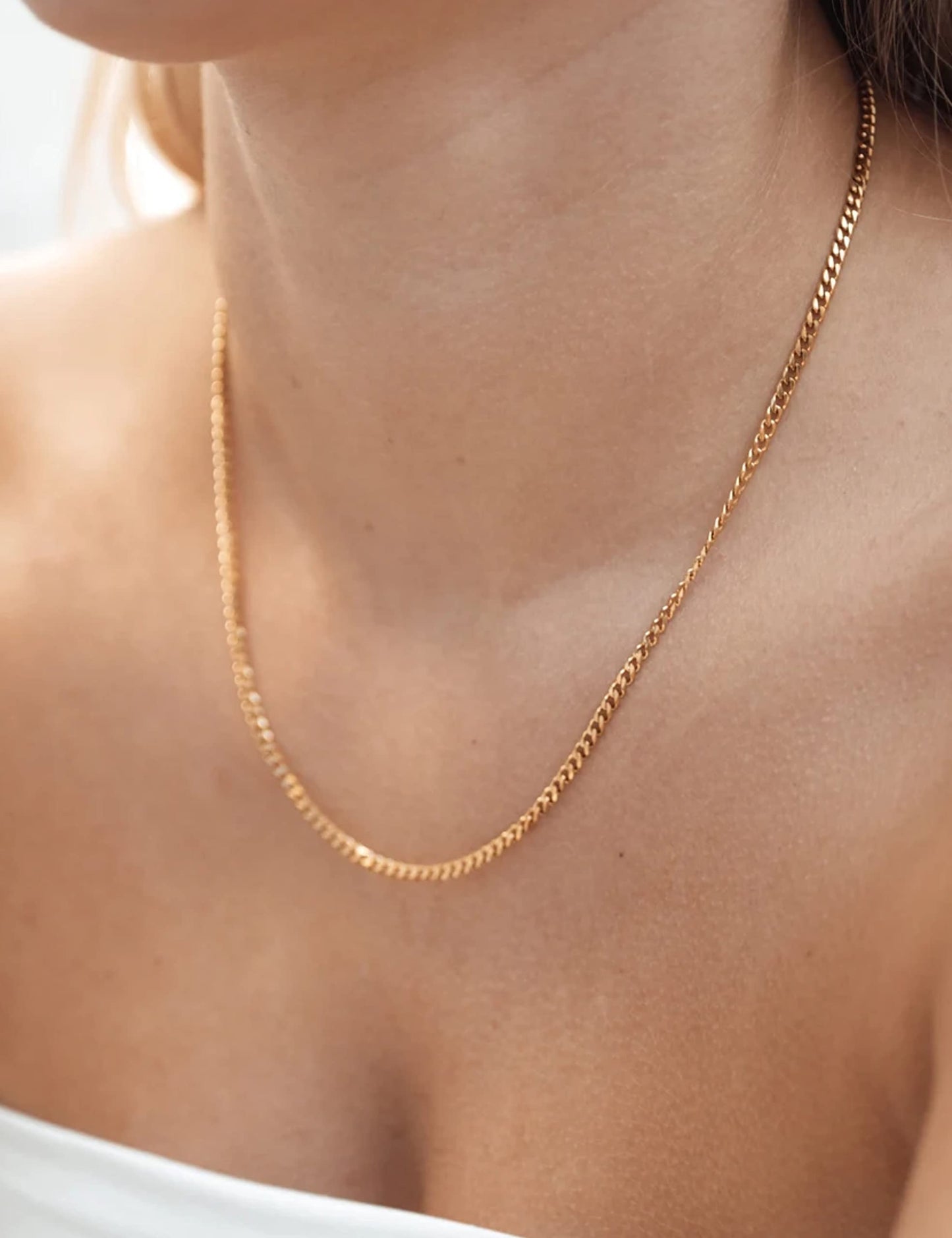 Waitsoul 925 Sterling Silver Cuban Chain Lobster Clasp 18k Gold Plated 3mm Cuban Link Curb Chain Necklace for Women Men 16-30 In