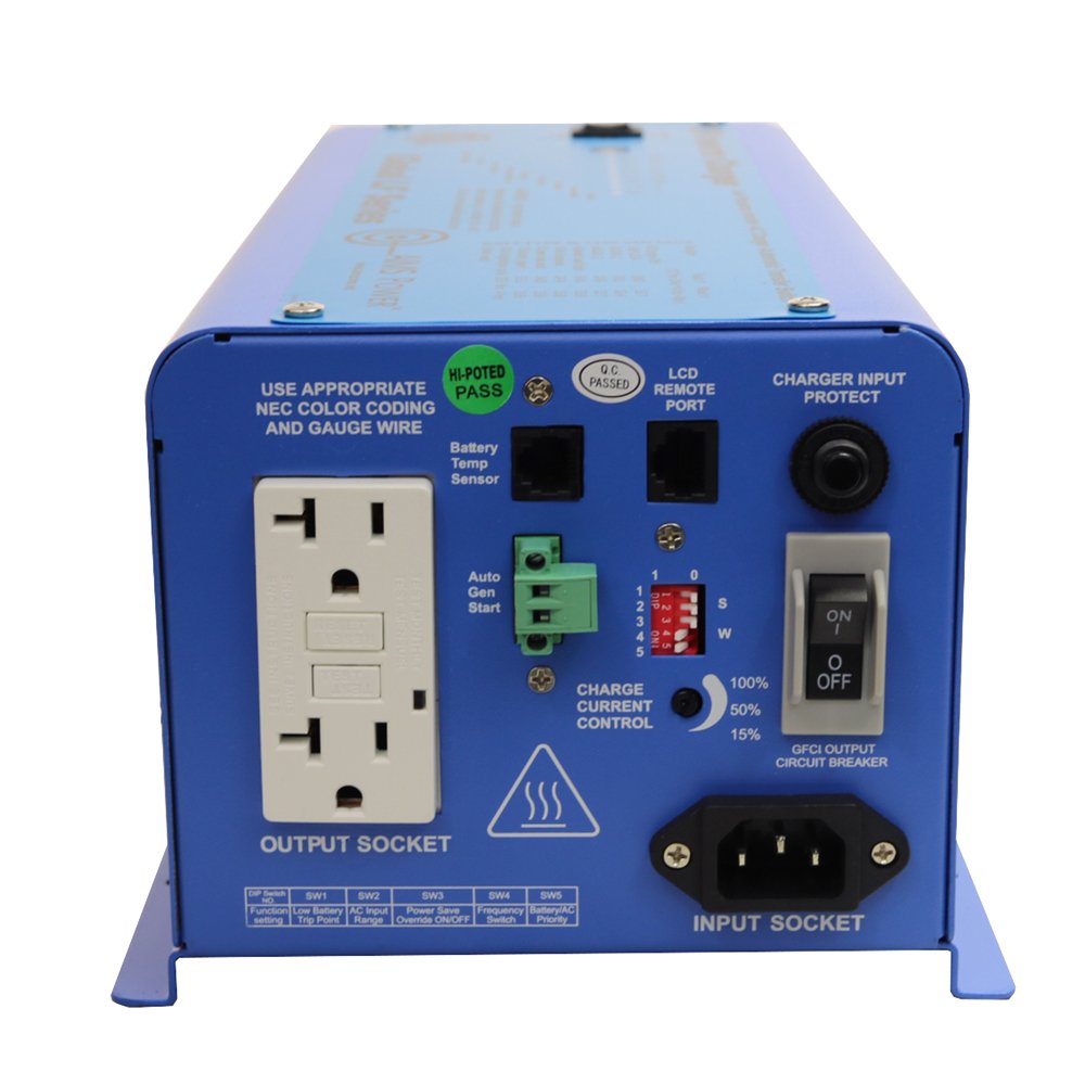 Aims Power Picoglf6W12V120Vetl Pure Sine Inverter Charger, Blue, Conformal Coated For Marine Applications, 600W Pure Sine Invert