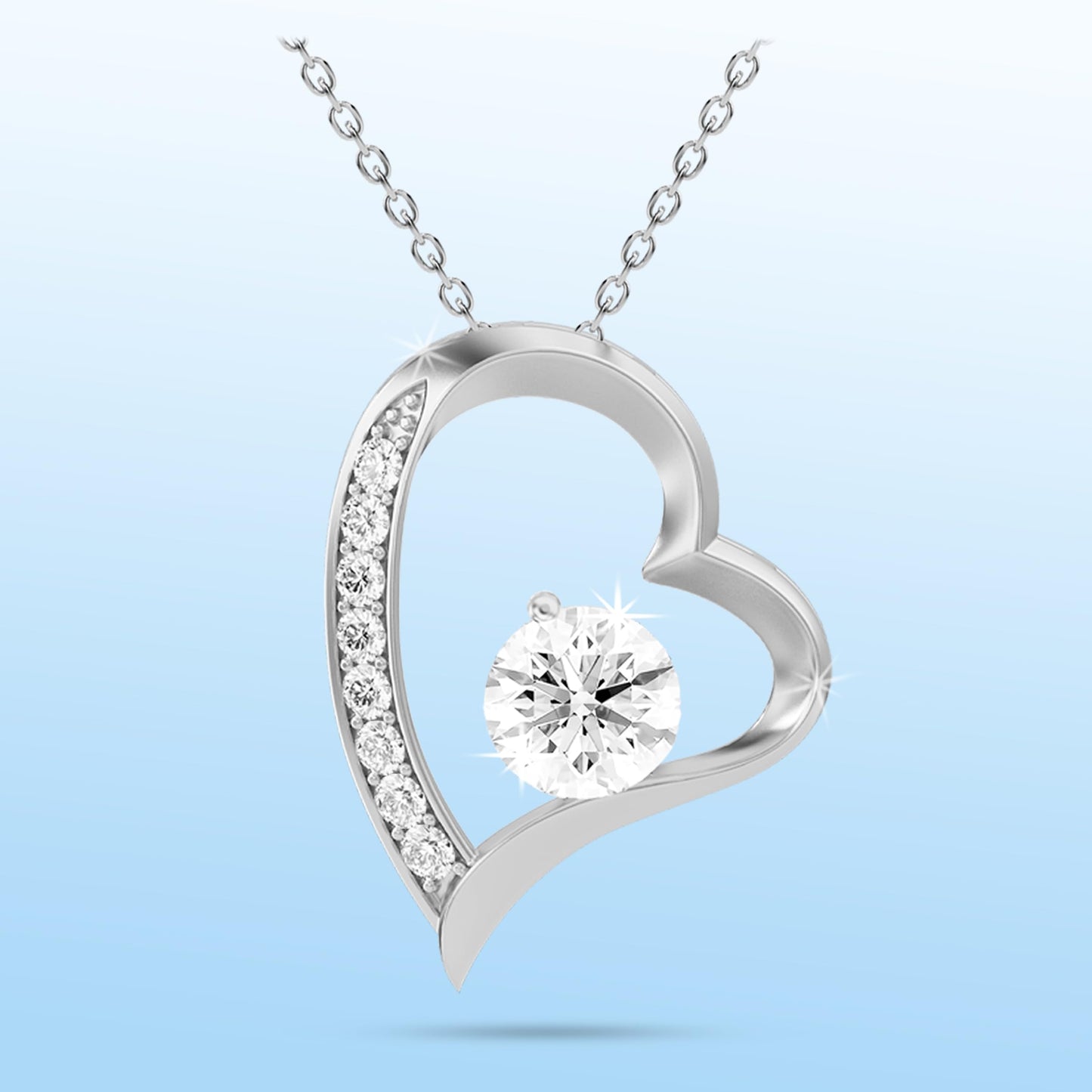 LAZYGIFT Necklace for Wife From Husband| Soulmate Mothers Day Jewelry Gift for Her| Heart White Gold Cz Necklace for Hot Doe on Anniversary or Birthday