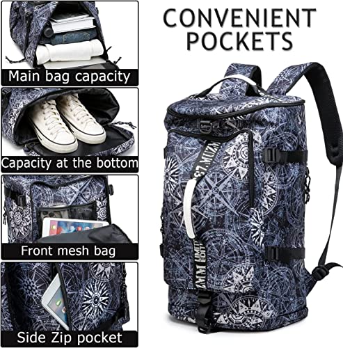 FUNYAGO Gym Duffle Bag Waterproof black Laptop Backpack Suitable for Hiking, Fishing, Travel 40L Large Capacity Trendy Coo...