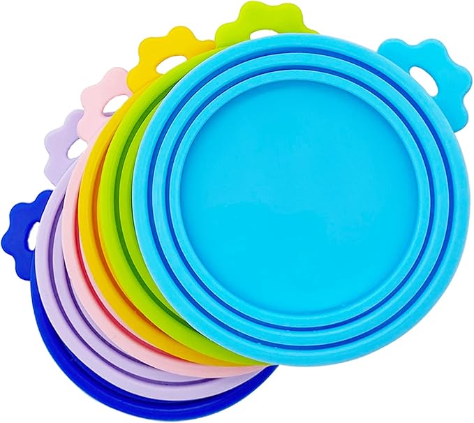 Food Can covers | 6 Pack Silicone Tin Lids for Dog and Cat | Universal BPA Free | One Can Cap Fit Most Standard Size Canned Dog Cat Food
