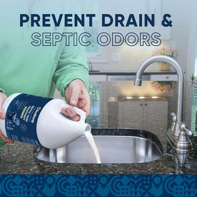Eco Strong Septic Tank Treatment -1 Gallon Professional Grade Liquid | Live Bacteria & Enzyme Formula - Erase Septic Odor & Prevent Septic Backups