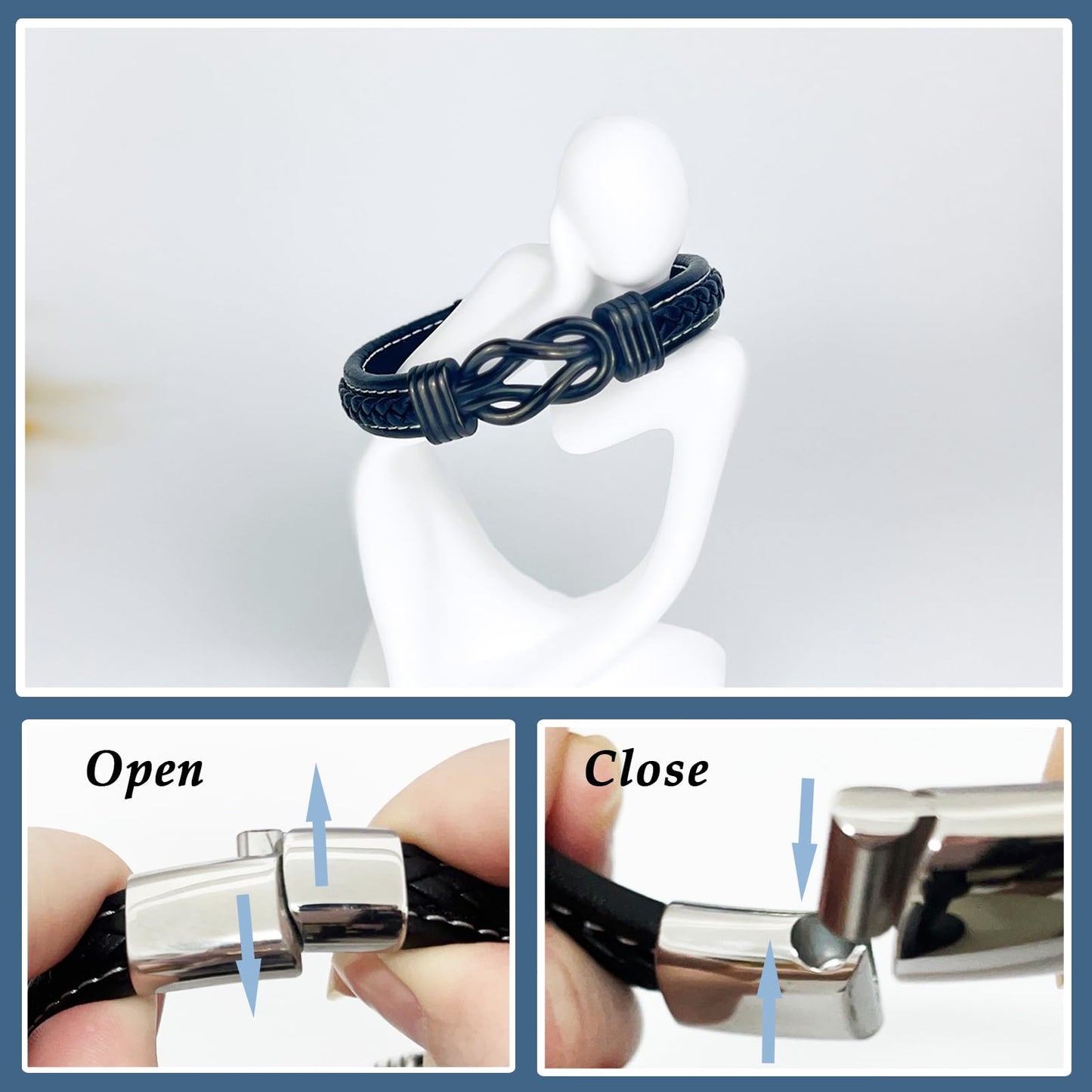 Gifts for Him Mens, Anniversary Fathers Day Birthday Cool Love Infinity Leather Cuff Bangle Bracelets Gifts To My Man Boyfriend Husband Fiance, Romantic I Love You Present for Valentines Christmas