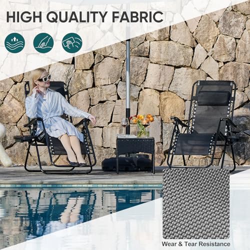 NEWBULIG Zero Gravity Chair Set of 2, Lounge Chair Folding Portable Adjustable Camping Reclining Chairs with Adjustable Po...