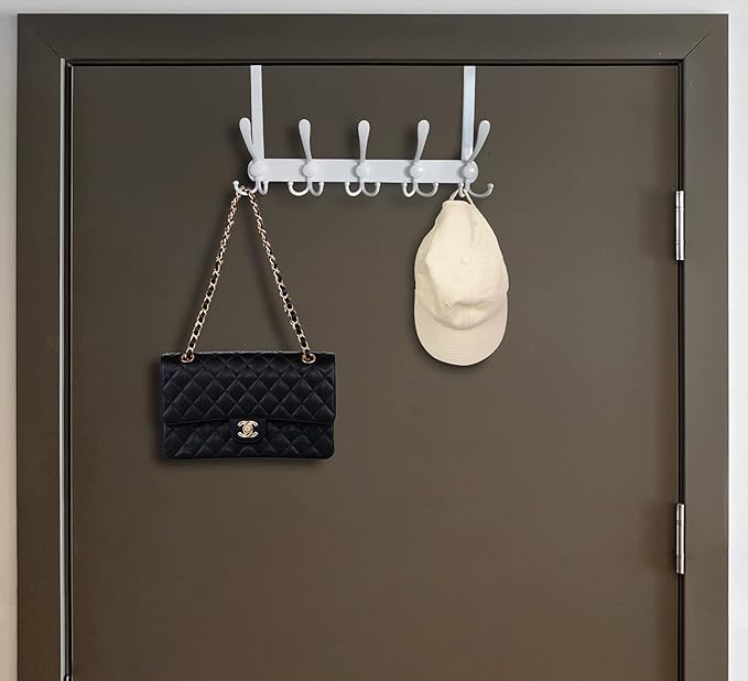 Encozy Over The Door Hooks,Coat Rack for Hanging Clothes Hat Towel (Heavy Duty White 2pcs)