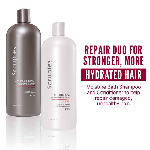 Scruples Moisture Bath Shampoo & Moisturex Conditioner Set - Nourishing & Moisturizing Duo for Dry, Frizzy Hair Repair (33.8 oz)
