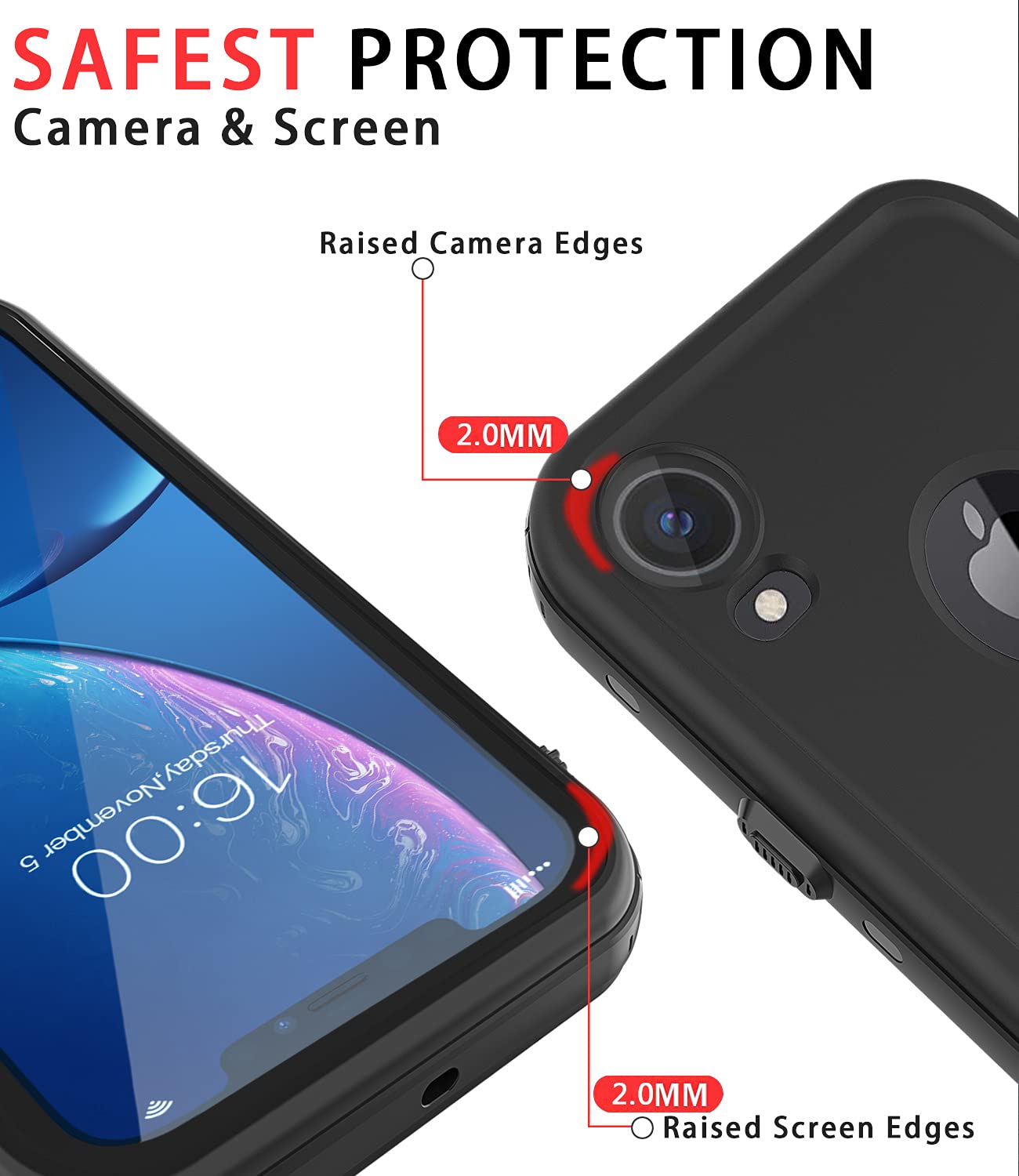 Diverbox For Iphone Xr Case Waterproof,Shockproof Dustproof Ip68 Full-Body Sturdy With Kickstand Case Built-In Screen Protector,