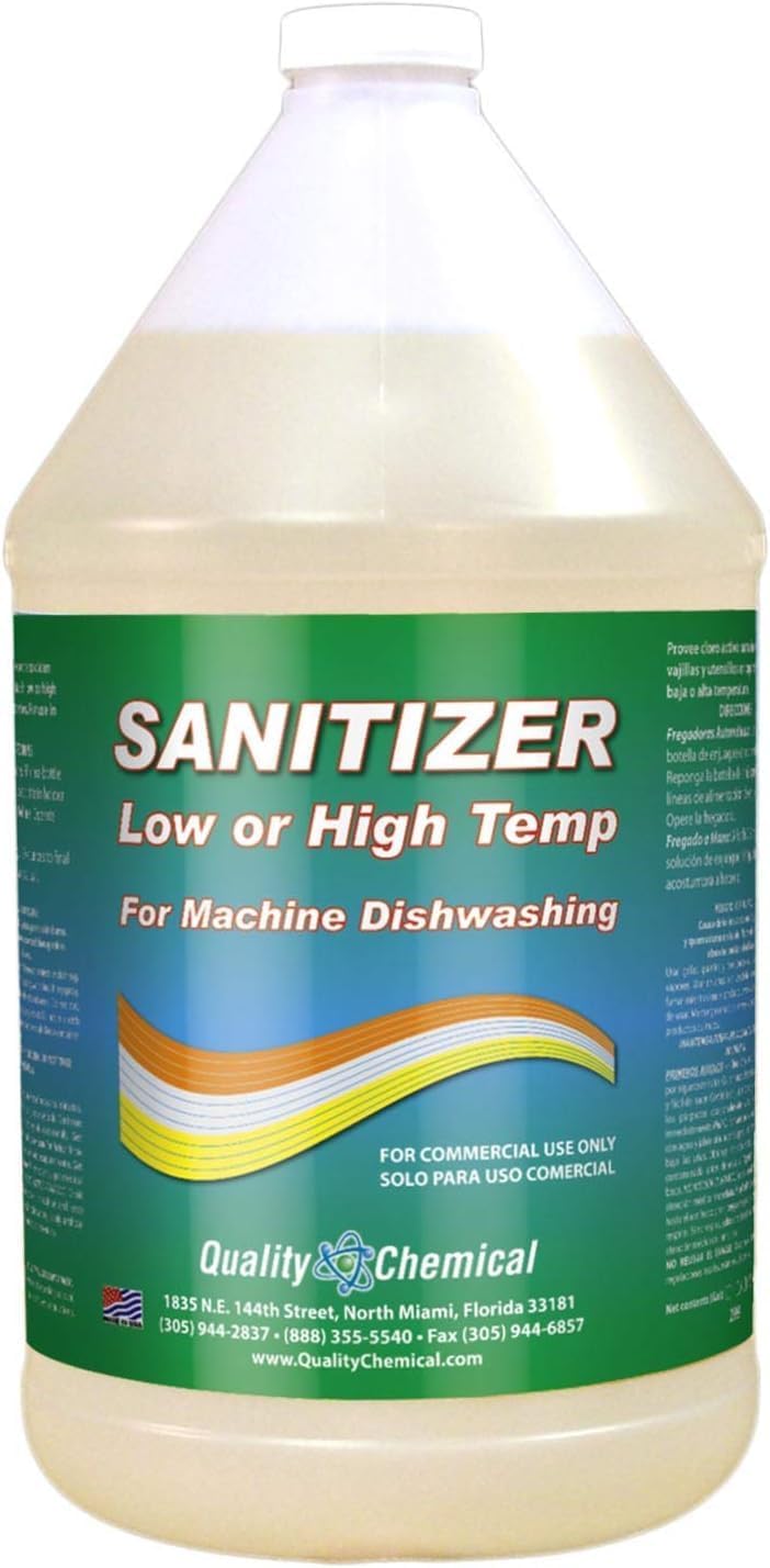 Quality Chemical Commercial Dishwashing Kit/4 Gallon Combo Pack - Dishwash (2 Pack), Rinse All (1 Pack), Chloro Guard Low Temp (1 Pack)/Food Grade Sanitizer for Restaurant Dishwasher Sanitizer