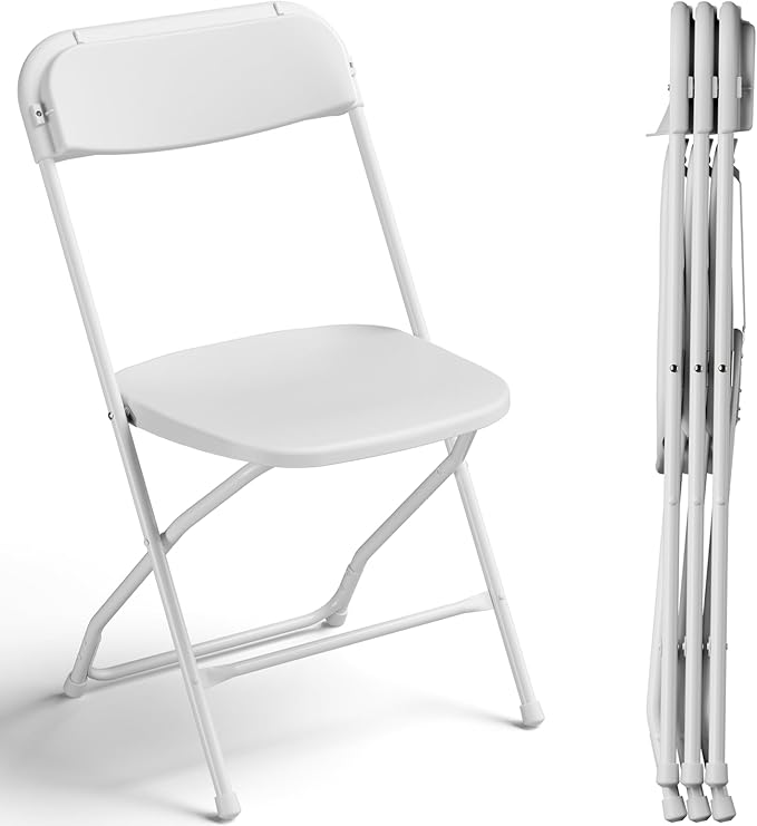 MAKE CHANGES Folding Chairs, 350 lbs Capacity Plastic Foldable Chairs with Heavy Duty Sturdy Metal Frame, Indoor Outdoor P...