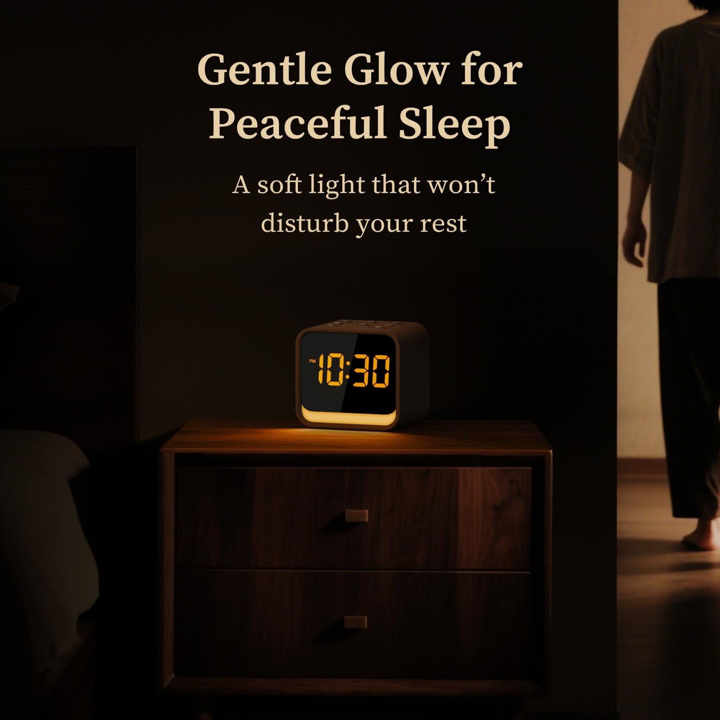 Housbay Wooden Sound Machine Alarm Clock for Bedrooms - Gentle Wake-Up with Birdsong, White Noise for Sleeping, Small Digital Clock for Phone-Free Routine