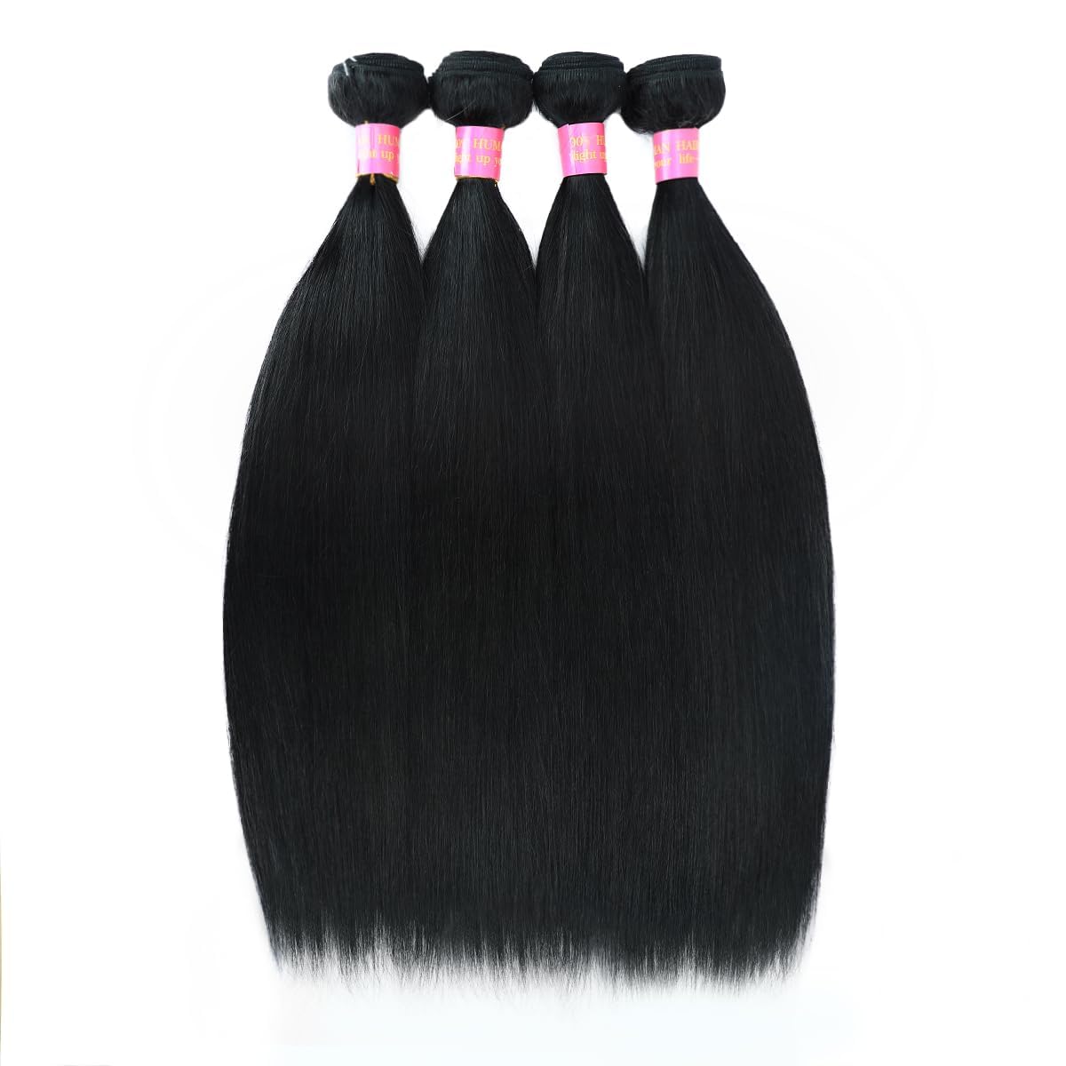 24 26 28 30 Inch 4 Bundles Human Hair Straight 12A 100% Unprocessed Brazilian Virgin Human Hair Bundlles Straight Natural Black,