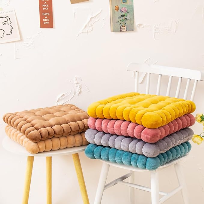 vctops Velvet Chair Pad Seat Cushion Solid Color Square Seat Pad Indoor Floor Cushion Super Soft Warm Chair Cushion Pad for Home Kitchen Dining Room Office (Grey,16"x16")