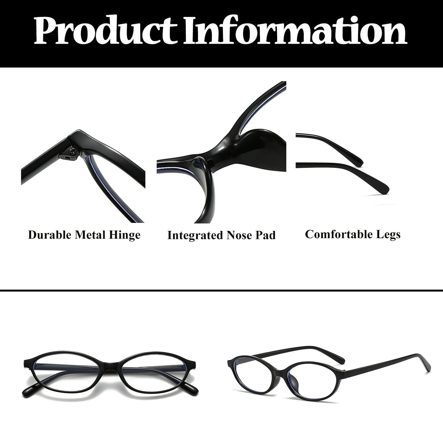 Ljczka Oval Blue Light Blocking Glasses For Women Men Retro Small Oval Frame Y2K Cat Eye Computer Eyeglasses Clear Lens (Bright