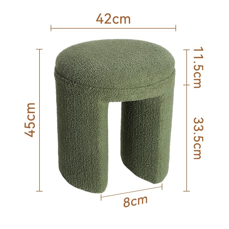AraSyleon Round Footstool Ottoman Lambswool Dresser Stool Multi-Functional footrest Shoeshine Stool Suitable for Living Room, Bedroom, Children's Room(Green