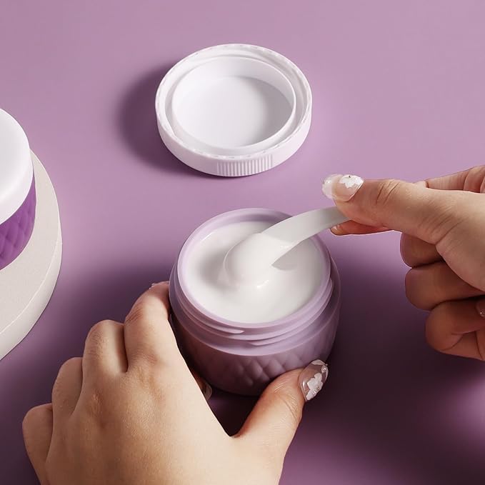 Travel Containers for Toiletries, Silicone Cream Jars BPA-Free, TSA Approved 2oz Travel Size Containers, Leak-proof Silicone Jars with Lid for Cosmetic Face Hand Body Cream (4 Pack)