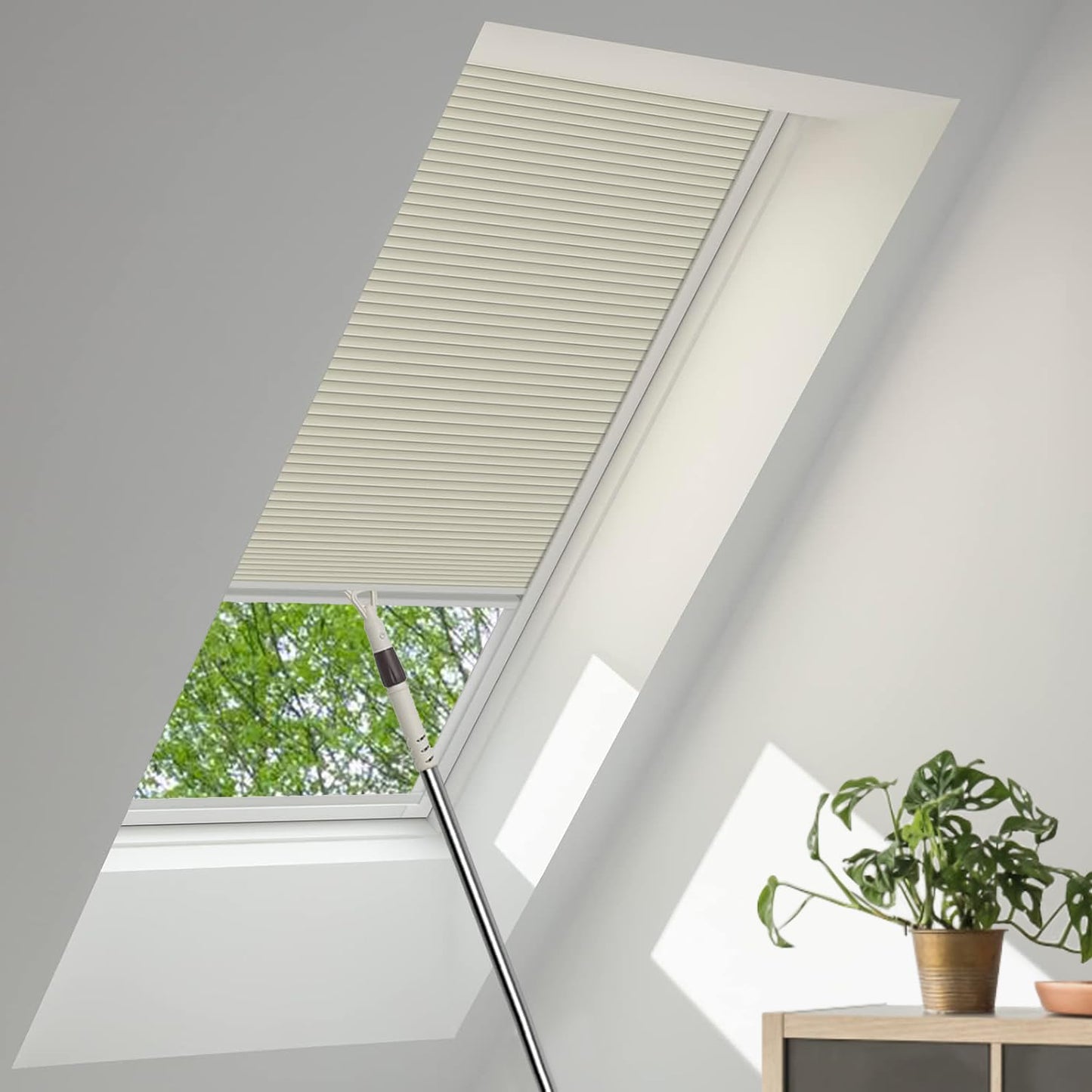 RANBOLIFE Adjustable Size Blinds for Windows, Skylight Blinds & Shades, Cordless Cellular Shades with Aluminum Frame Waterproof and Heat Insulation - Custom Cut to Size, 100% Blackout Beige