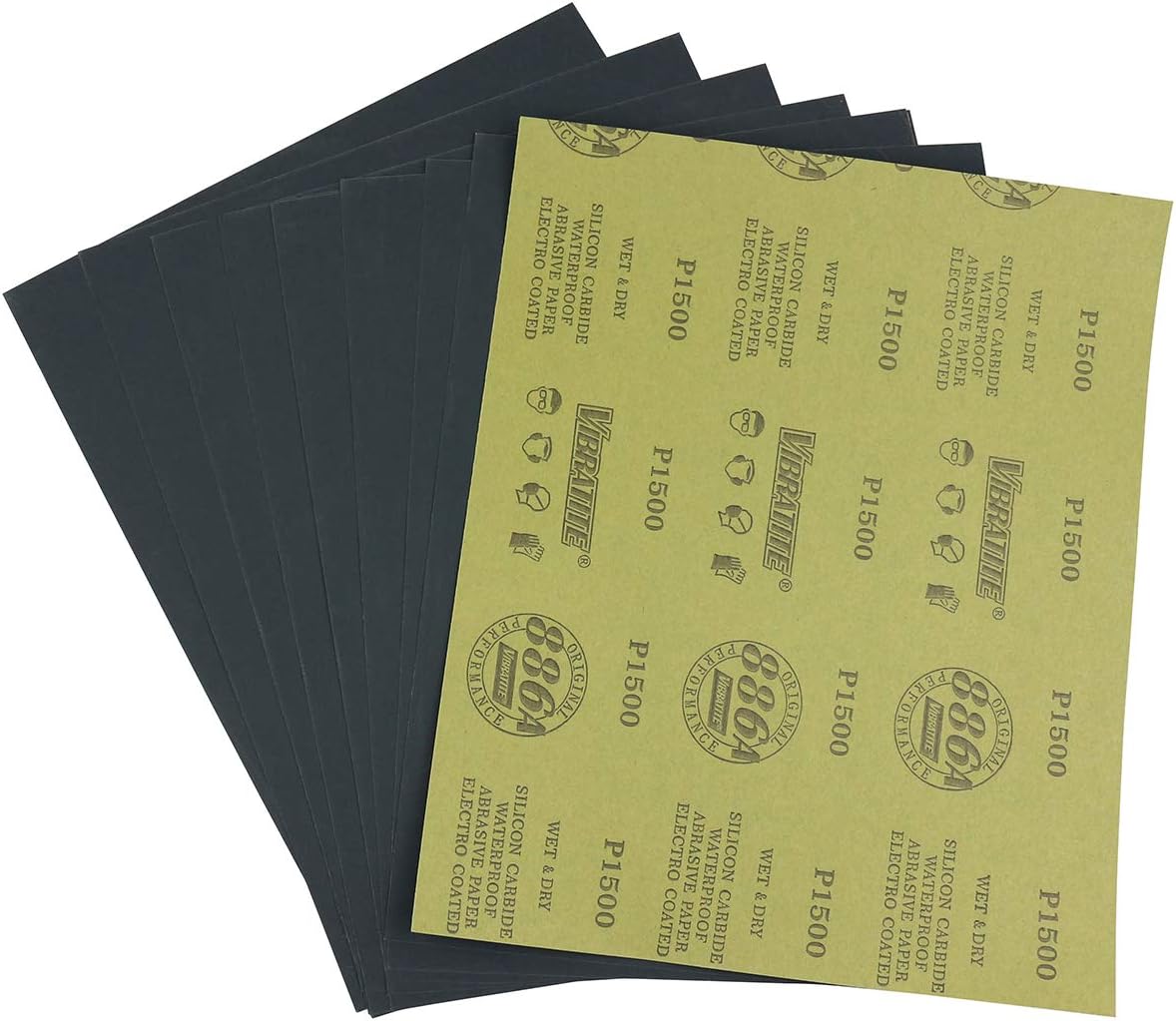 Sandpaper Sheets, 1500 Grit Dry Wet Sand Paper, 9 x 11 Inch, Silicon Carbide, for Wood Furniture Finishing, Metal Sanding and Automotive Polishing, 10 -Sheet