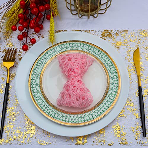 Snowkingdom 2 Pieces Gold Table Runner, Sequin Glitter Foil Metallic Thin Mesh Runner Roll 11"x108", Gold Table Decoration...