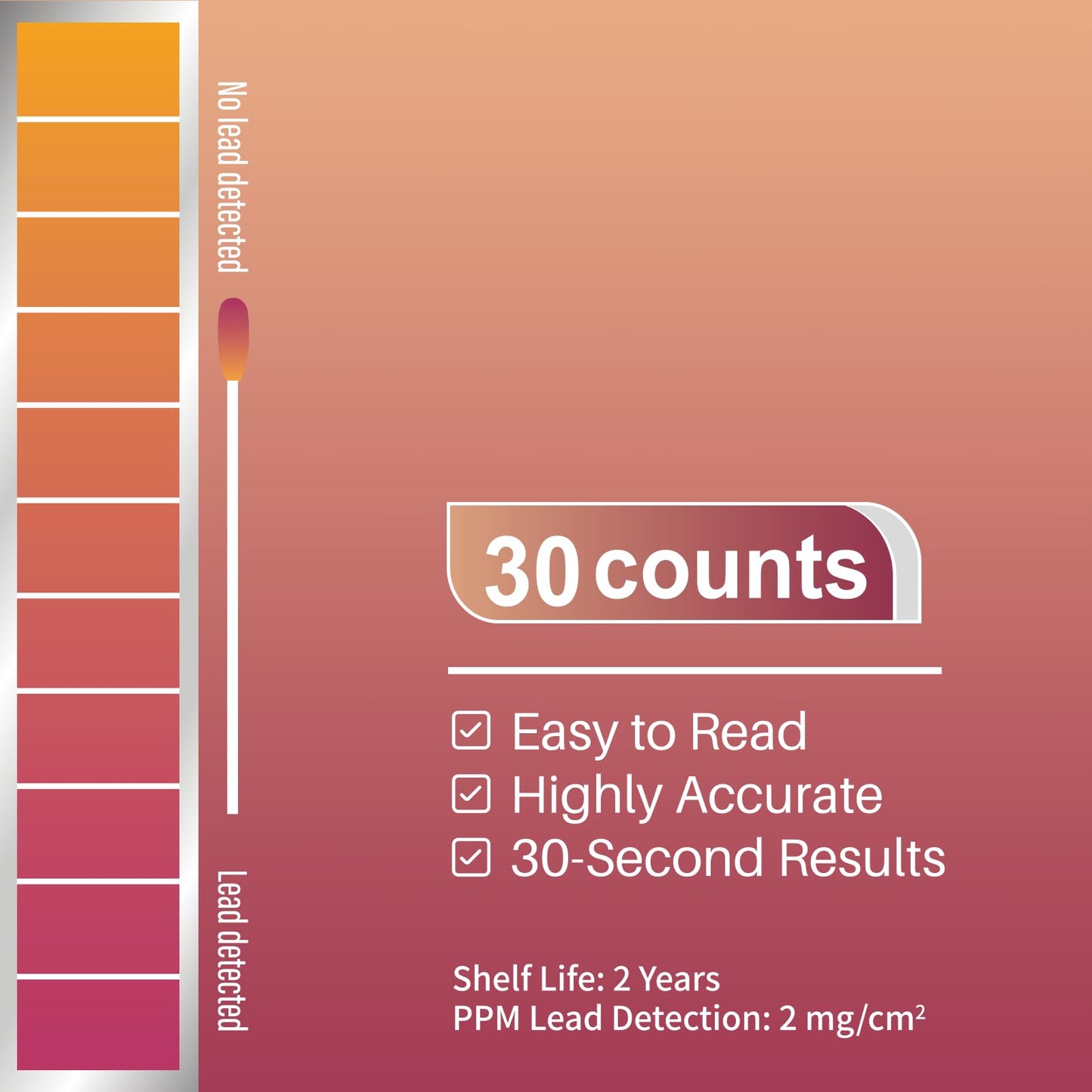 AssuTest Lead Test Kit (30 Immediate Result Swabs) Results in Just 30 Seconds. at Home Lead Test Kit，Use for Various Surfaces - Paint, Crockery, Toys, Jewellery, Metals, Ceramics, Woodwork