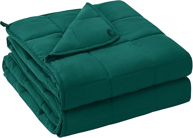 yescool Weighted Blanket for Adults (22 lbs, 60" x 80", Dark Green) Cooling Heavy Blanket for Sleeping Perfect for 210-230 lbs, Queen Size Breathable Blanket with Premium Glass Bead, Machine Washable