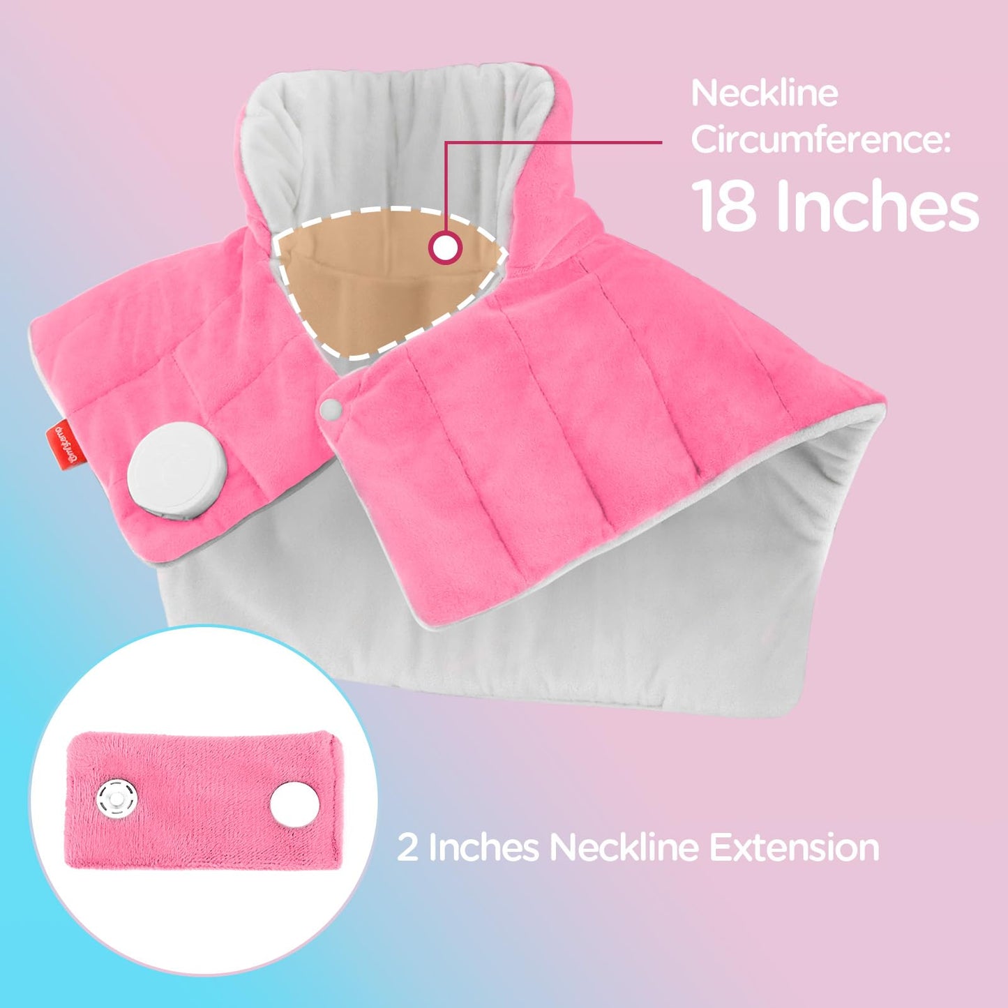 Comfytemp Heating Pad for Neck and Shoulders and Back, 2.6lb Weighted Electric Heat Pad FSA Eligible, Large HSA Heated Wrap, 9 Heat Settings & 11 Timer, Birthday Gifts for Women Men Mom Dad, Pink