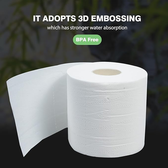 Bamboo Toilet tissue Paper, 3 Ply, Sustainable Toilet Tissue, 9 Rolls and 350 Sheets Per Roll - Septic Safe - Organic, Plastic Free, BPA and Chlorine Free