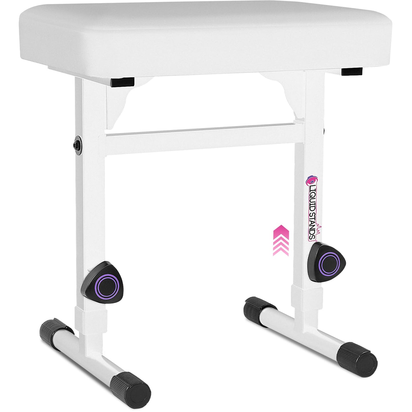 Liquid Stands Adjustable Piano Bench White - Music Keyboard Bench Seat For Digital & Electric Pianos - Stylish Seating, Comforta