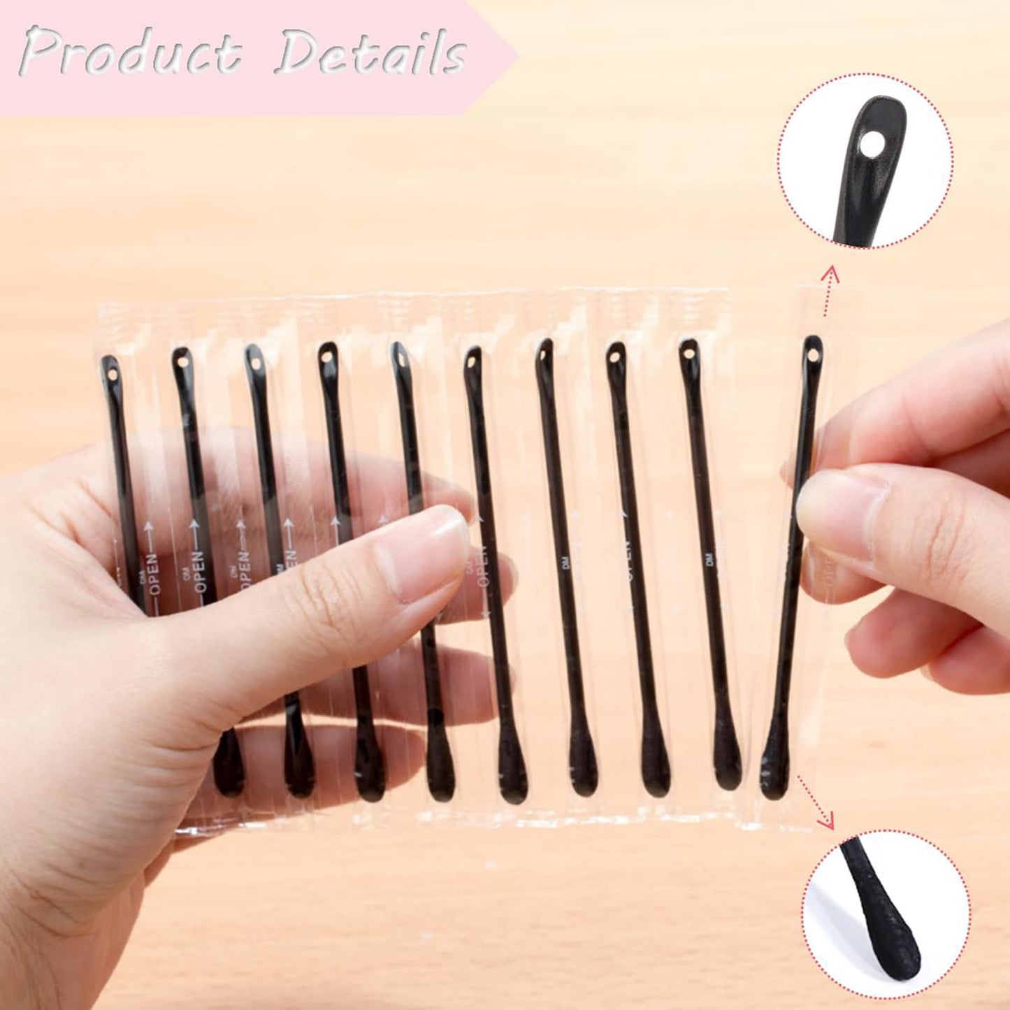 300Packs Disposable Double-Headed Comedones Extractor Plastic Blackhead Remover Black Pimple Popper Tool Acne Removal Stick Cott