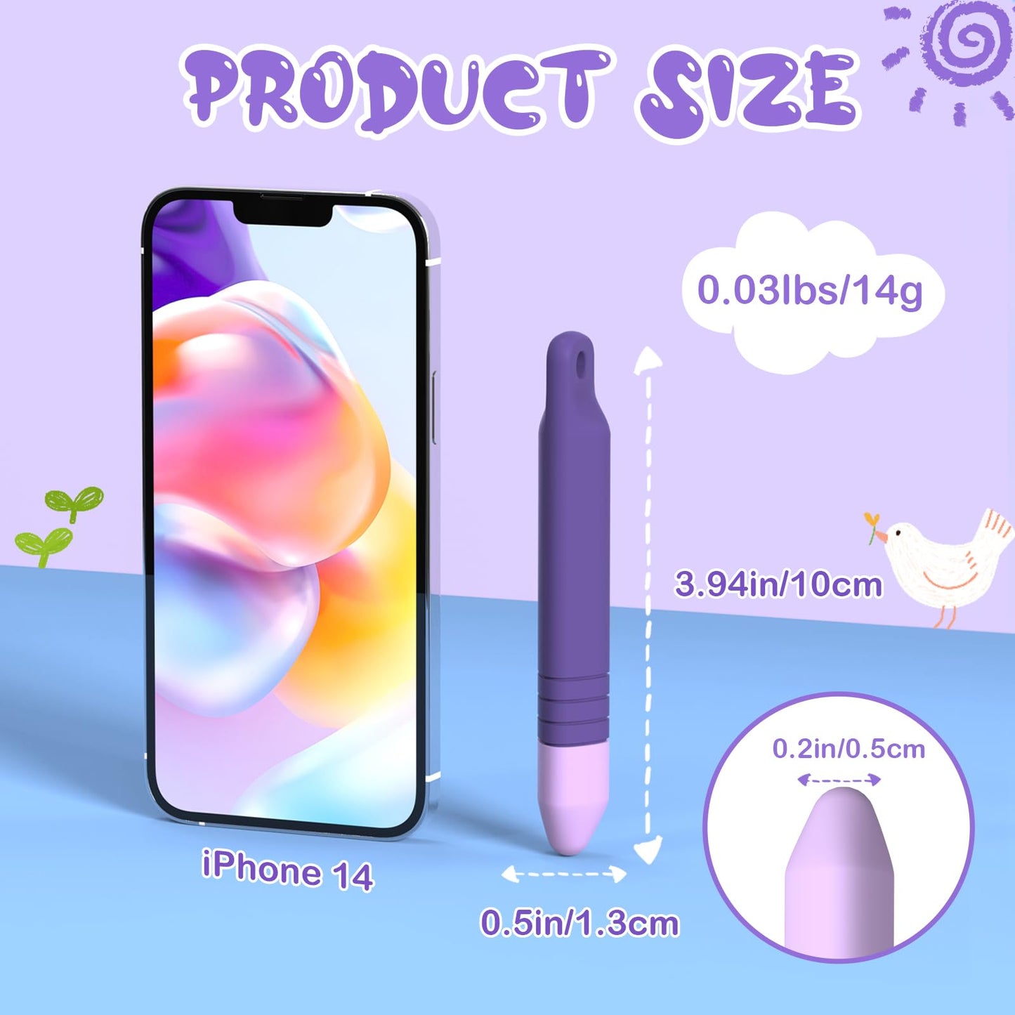Kid-Friendly Stylus Pens for Touch Screens with Tethers - Mixoo Anti-Rolling Tablet Stylus 2 Pack for Kids, Compatible with iPad, iPhone, Tablets, Kindle and All Touch Screen Devices (Blue+Purple)