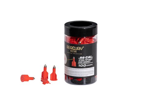 Mercury Rise Steel Tip Dart and Gasket (100 Count, .50 Cal Steel Tip Darts and Gaskets)