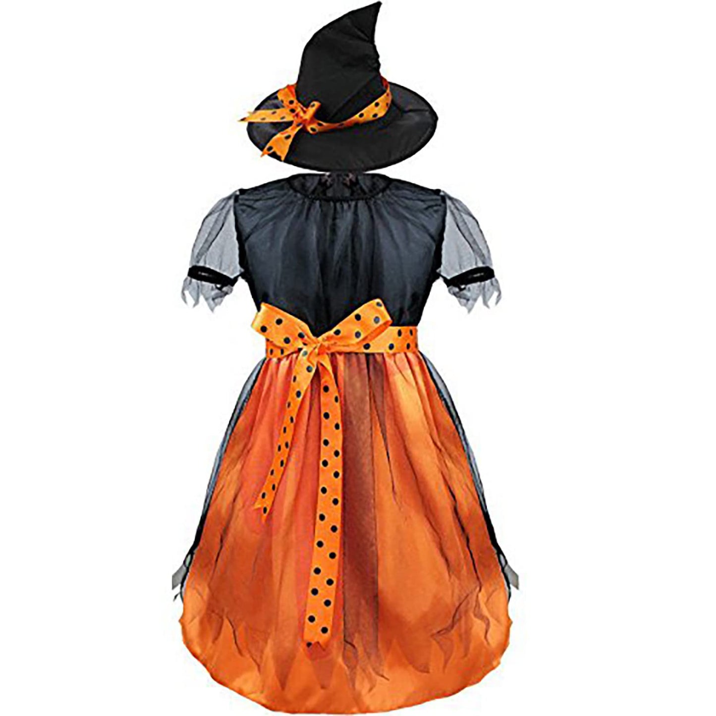 JIFRE Cute Children Halloween Orange Witch Costume for Girls, Toddler Infant Baby Halloween Costume Outfit Cosplay (Orange Small Witch, 1-2Y, 1-2T)