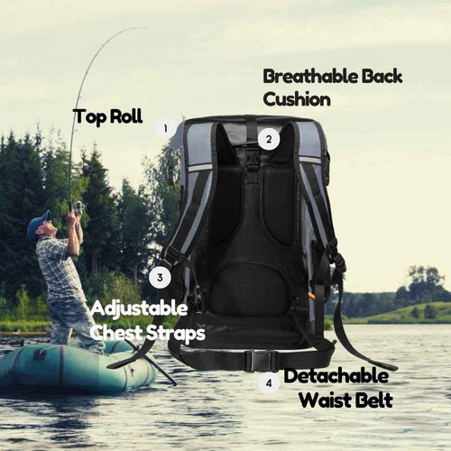 GVANCA Waterproof Dry Bag Backpack for Kayaking, Roll Top Kayak Dry Backpack, Floating Outdoor Dry Sack Boating Sailing Canoeing Rafting Fishing Camping 85L Grey
