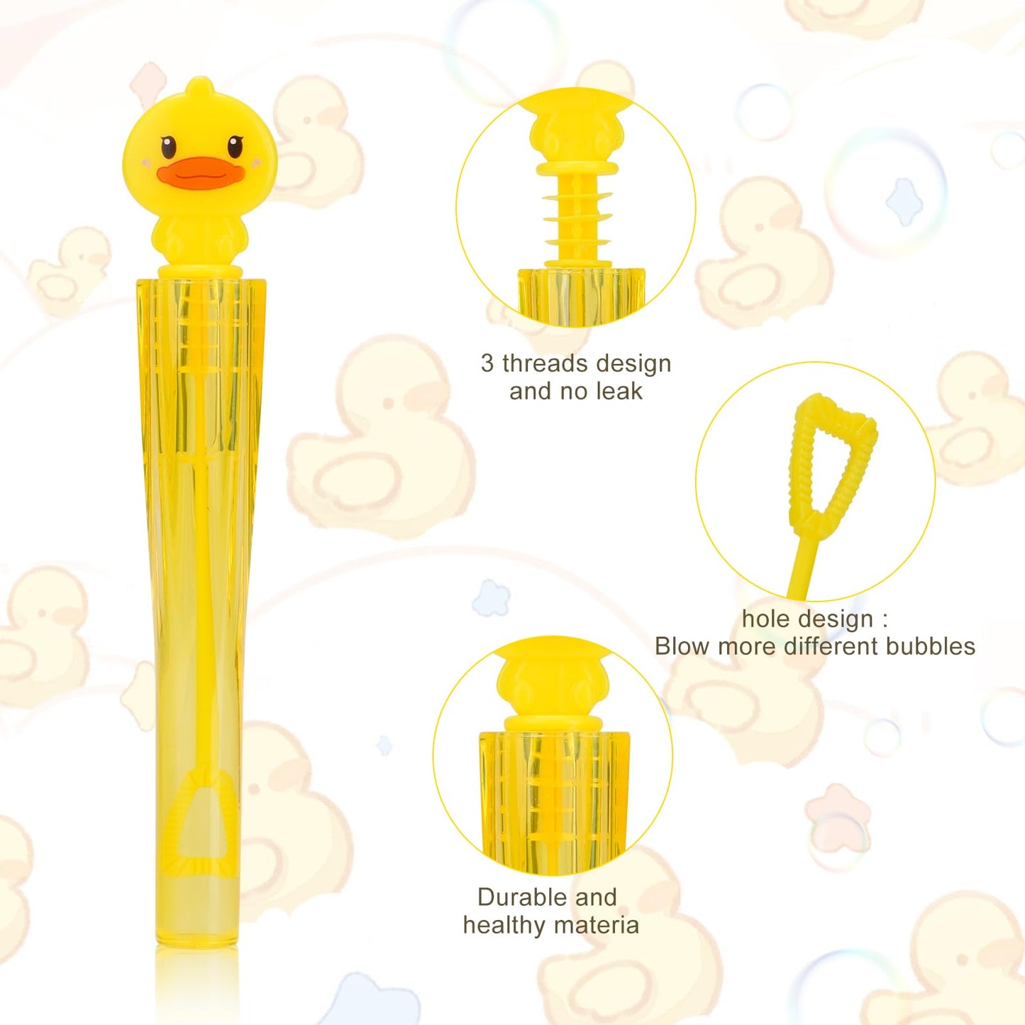 Duck Party Favors Bubble Wands for Kids Rubber Duck Toy Series Birthday Presents Giveaways Little Ducky Bubbles Blowing Toys
