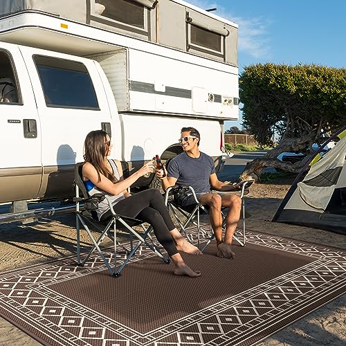 GENIMO Outdoor Rug Waterproof for Patio Decor, 5'x8' Reversible Plastic Straw Rug Carpet, Camping Mat for Outdoor, RV, Bac...