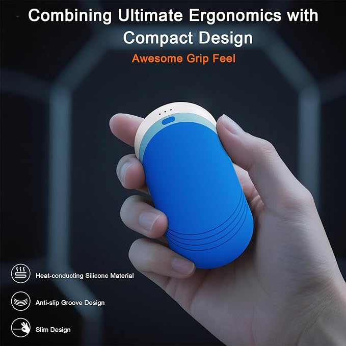 Karecel Thermally Conductive Silicone Rechargeable Hand Warmers 2 Pack, 6000mAh Double-Sided Heat AI Electric Hand Warmer, Portable Pocket Handwarmer, Fits in Gloves, Slim, Shockproof, Women Men Gifts