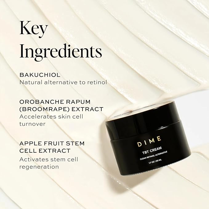 Dime Beauty TBT Cream, Anti-Aging Retinol Cream Alternative and Face Moisturizer with Bakuchiol, Lightweight Night Cream 1.7 oz / 50 ml