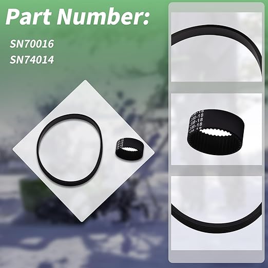 Replacement Black Drive Belt Sets Compatible with Earthwise SN70016 Electric Corded Snow Shovel,SN74014 Cordless Snow Blower(Includes Large Auger Belt and Small Motor Toothed Drive Belt)