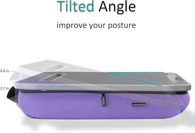 Lap Desk with Washable Cushion – Fits up to 15.6-Inch Laptops – Portable Laptop Desk & Stand – Bed desks & Tray for Writing, Reading, Working, Gaming on Bed, Couch, Floor – Istudyniture-Small, Purple