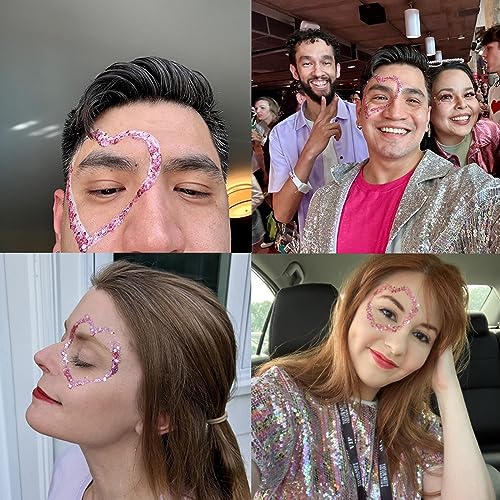 MEICOLY Pink Face Body Glitter,Holographic Sparkly Hair Glitter,Pink Accessories for Spirit Week,Singer Concerts Lover Hea...