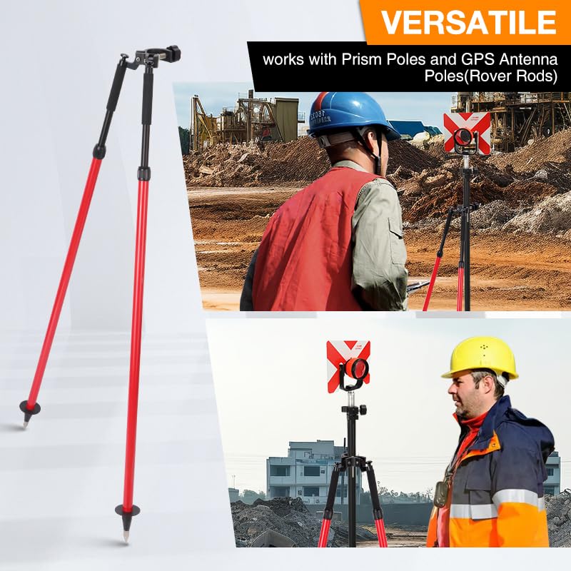 DMITER Surveying Bipod Aluminum Stand with Telescopic Struts, Carbon Fiber GPS Pole 6.56FT/2M x 2 Section Pole with 5/8” A...