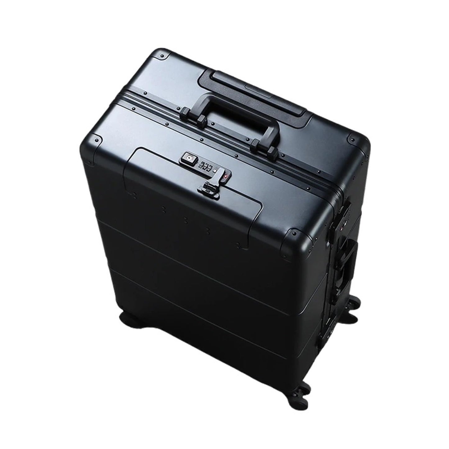 MUdson Trunk Travel Suitcase with Wheels Aluminum Magnesium Alloy Luggage Men's Trolley Case Metal Business 20 Boarding Women's 24-Inch Durable (Color : Black 006 Thick Alum, Size : 20inch)