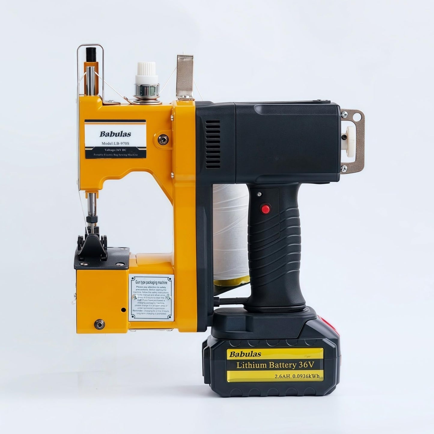 Cordless Bag Sewing Machine |PortableIndustrial Bag Closer |2-Second Fast Sealingfor Woven PP/Canvas/Jute Bags |Factory &Farm Bag Stitcher (Yellow, Lithium Battery-36VDC)