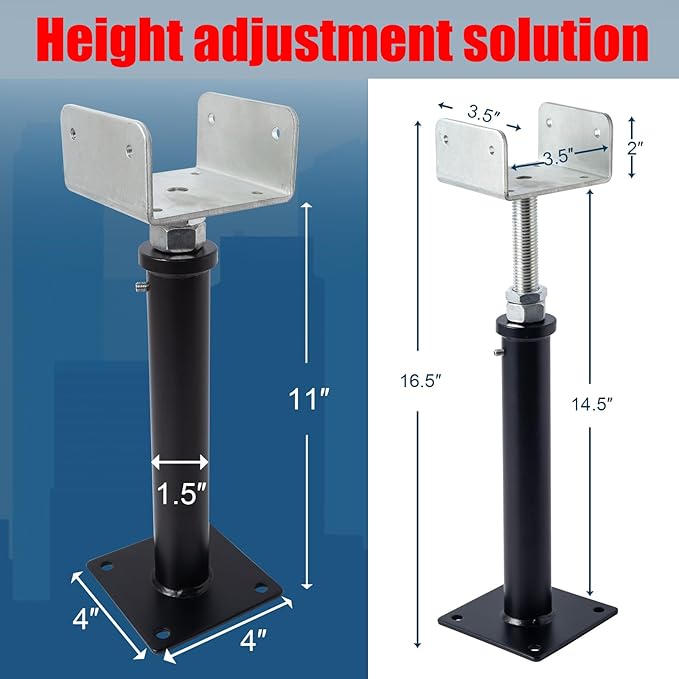 YXGJDP 4 Pack U-Shaped Floor Jack - Adjustable Steel Beam Support for 4x2, 4x4, 4x6 Joists Heavy Duty Screw Jack with U-Head Telepost & House Jack.11-14.5 Inch Adjustment Range.