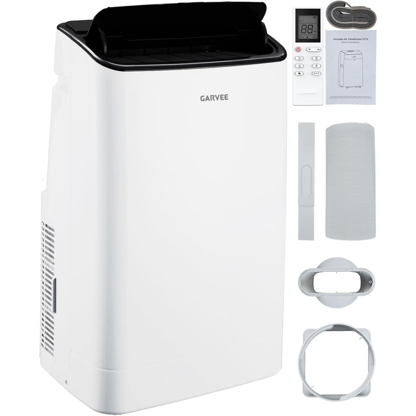 Garvee 14000 BTU Portable Air Conditioner for Rooms up to 750 Sq. Ft, 3-in-1 AC Unit with Cooling, Dehumidifier & Fan, 3 Fan Speeds, 24H Timer, Energy-Saving, Remote & Window Kit, Black Top