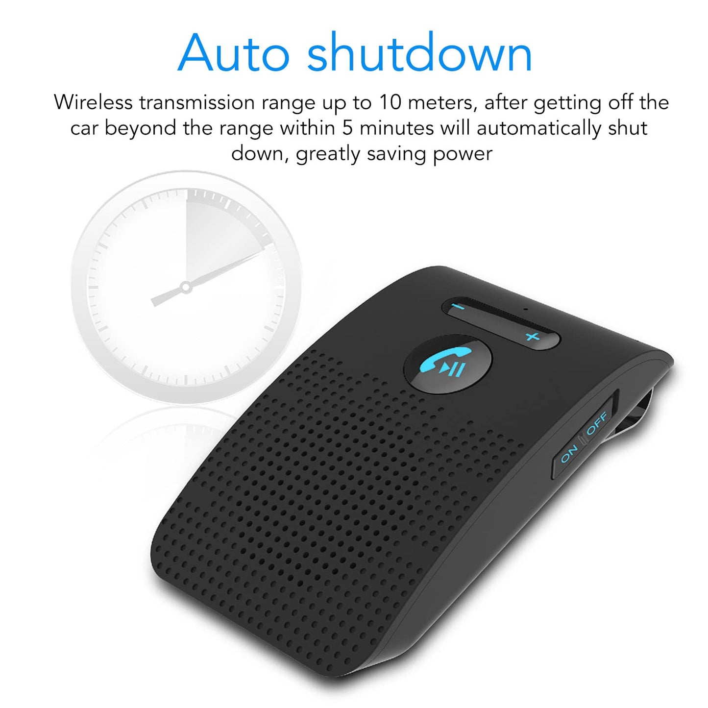 SP09 Handsfree Bluetooth Speaker for Cell Phone, in Car Speakerphone with Visor Clip, Motion Auto On, Connect 2 Phones, 10 Hours Talking Time, Car Visor Bluetooth Receiver for