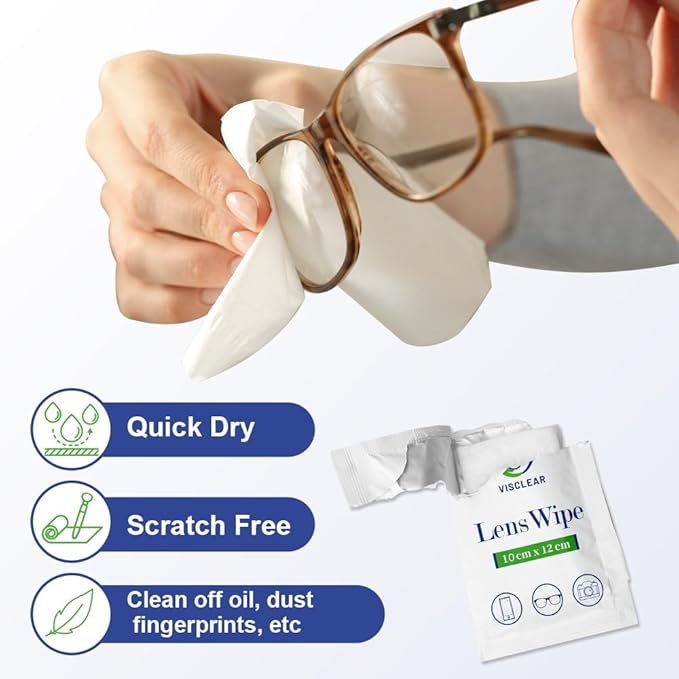 Lens Wipes for Eyeglasses, 100 counts, Ocean Scent, Individually Wrapped, Glasses Wipes, Safe for Eye Glasses,Camera Lens & Electronic Screens