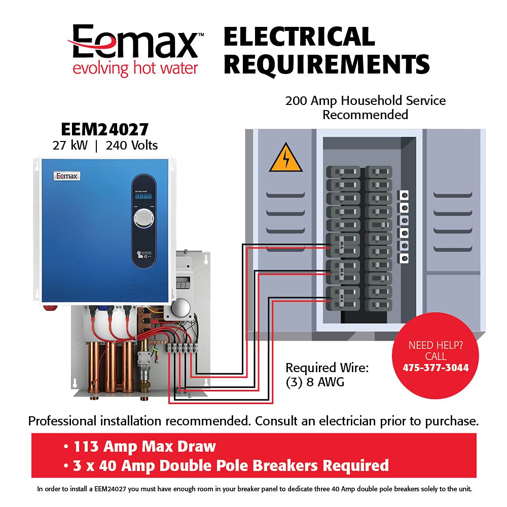 Eemax EEM24027 Electric Tankless Water Heater, Blue