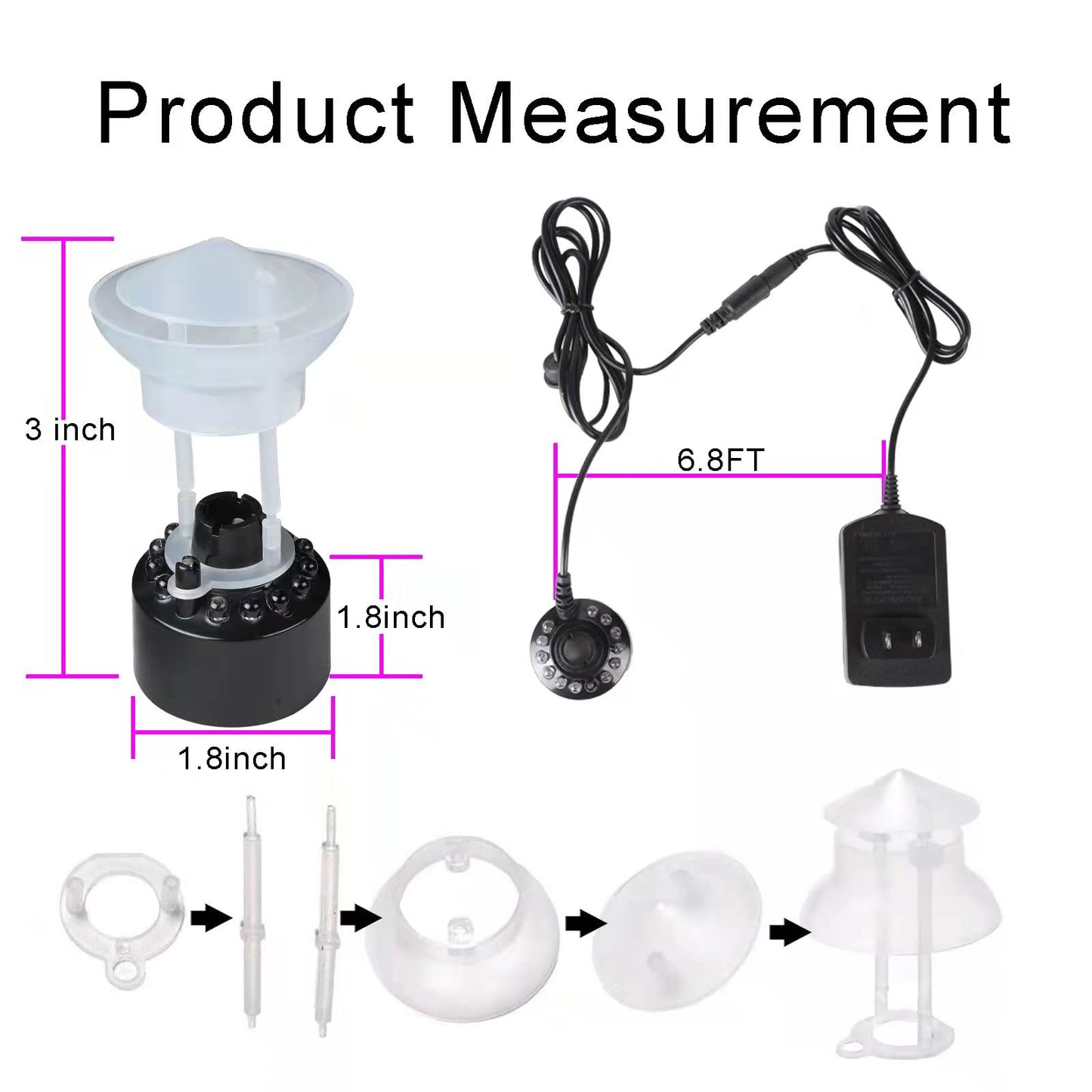 Skrmisda Mist Maker, 12 LED Mister Forgger with Splash Guard Pond Fog Machine, Large Capacity of Mist for Holiday Decor