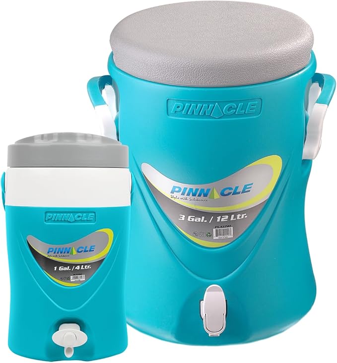 3-Gallon Water Cooler and 1-Gallon Water Jug Set – Insulated Beverage Cooler Dispenser with Pull Tap Spout – Leakproof Spo...